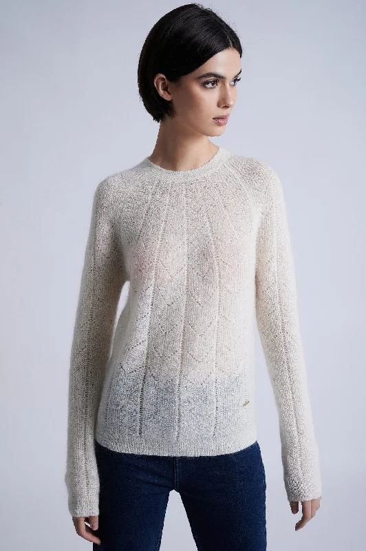 Mohair and viscose crew neck pointelle sweater