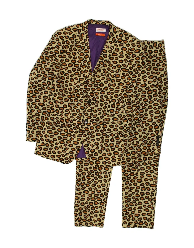 OPPOSUITS Mens 2 Button 2 Piece Suit UK 42 XL W34 L33 Brown Animal Print