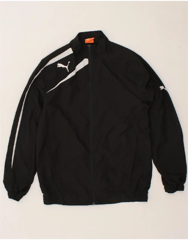 PUMA Boys Tracksuit Top Jacket 13-14 Years XL Black Polyester