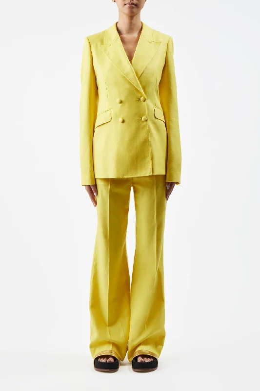 Stephanie Blazer in Cadmium Yellow Virgin Wool and Silk Linen Twill