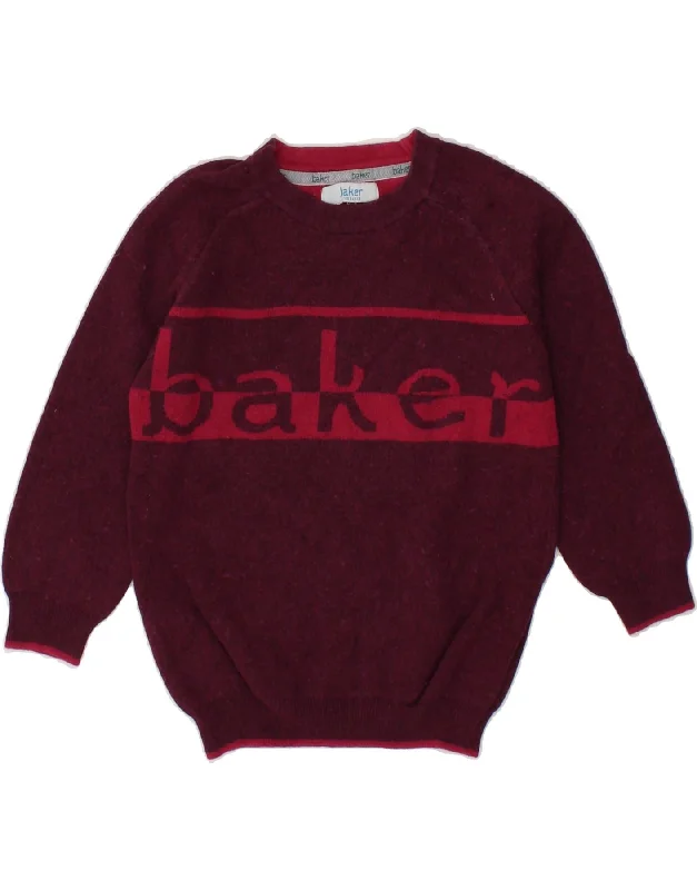 TED BAKER Boys Graphic Crew Neck Jumper Sweater 6-7 Years Burgundy Cotton