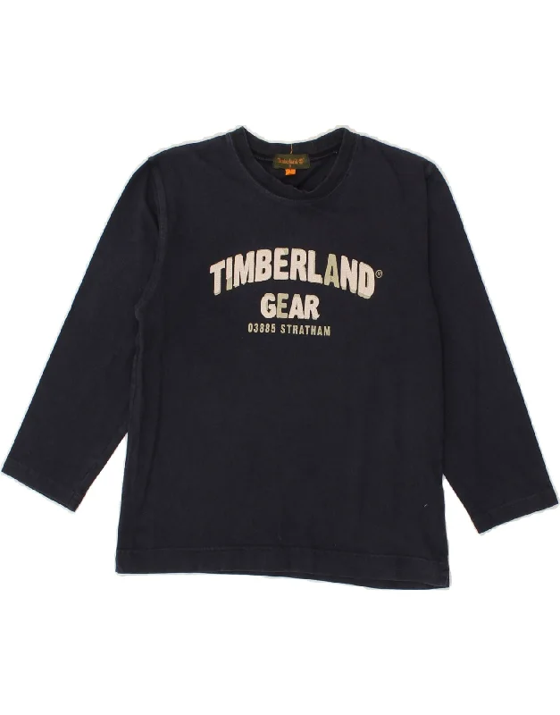 TIMBERLAND Boys Graphic Top Long Sleeve 7-8 Years Navy Blue