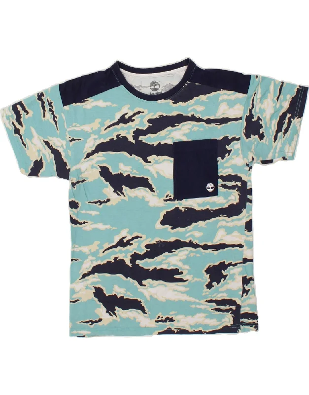 TIMBERLAND Boys T-Shirt Top 13-14 Years Small Blue Tie Dye Cotton