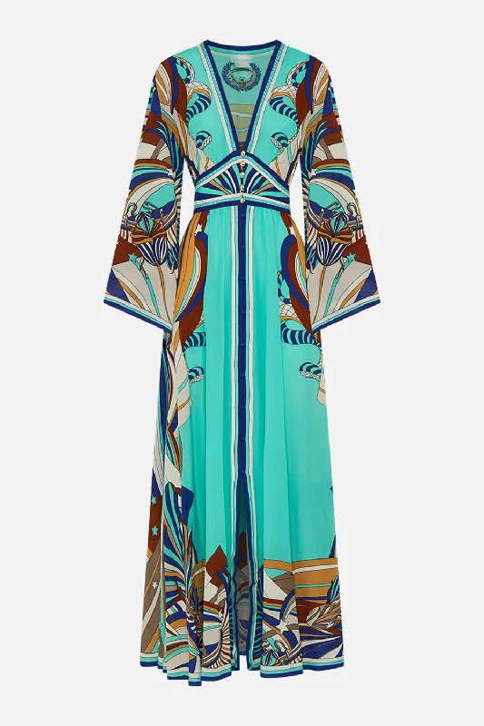 KIMONO SLEEVE DRESS WITH SHIRRING DETAIL OASIS ORACLE