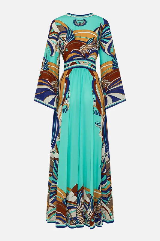 KIMONO SLEEVE DRESS WITH SHIRRING DETAIL OASIS ORACLE