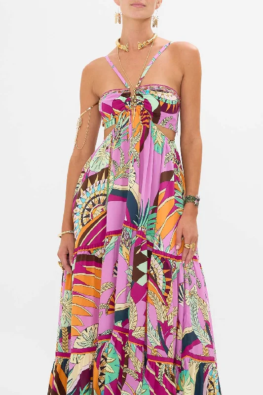 GATHERED CUT OUT DRESS GIZA GODDESS