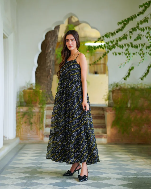 Bandhej Chiffon Maxi Dress