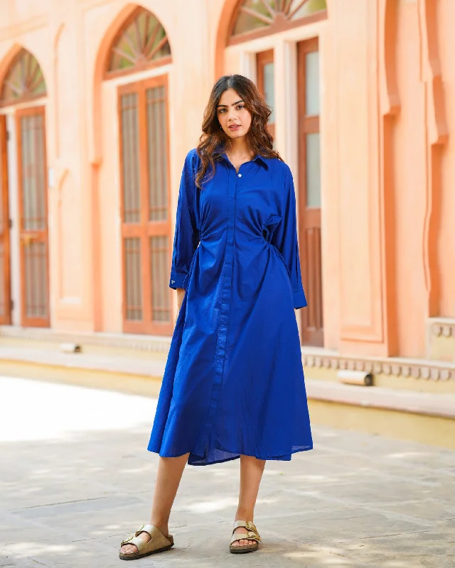 Blue Solid Maxi Dress