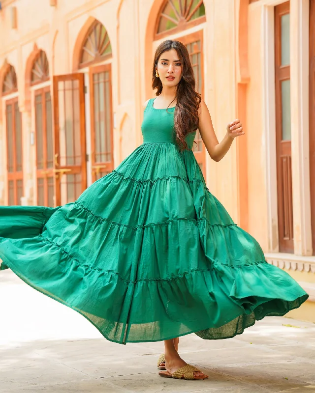 Emerald Green Tiered Maxi Dress