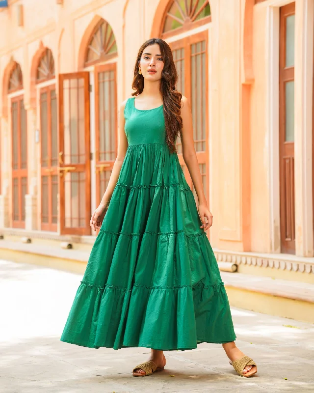 Emerald Green Tiered Maxi Dress