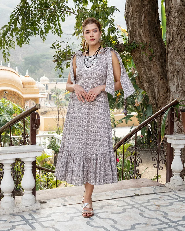 Grey Leaf Maxi Dress