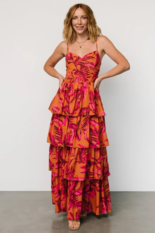 Joree Tiered Maxi Dress | Ginger + Fuschia Multi