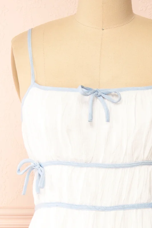 Juliriel | White Midi Dress w/ Blue Ribbons