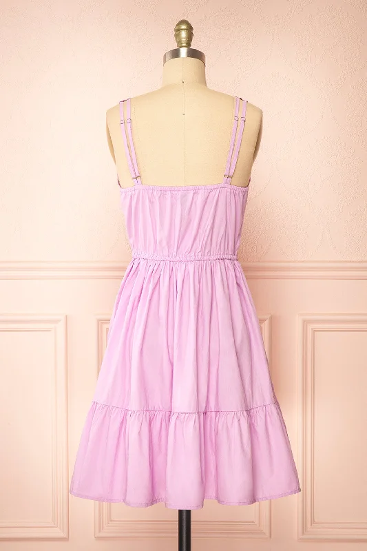 Lenora Lilac | Short A-line Dress w/ Elastic Waist