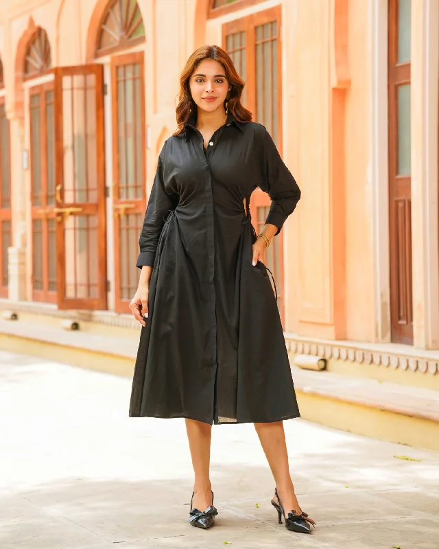 Midnight Black Solid Maxi Dress