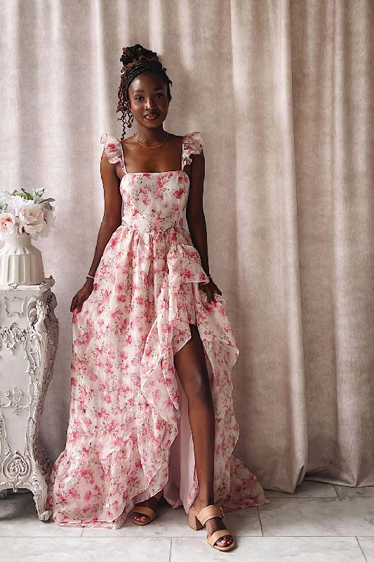 Phyllisia Pink | Floral Maxi Dress w/ Ruffles