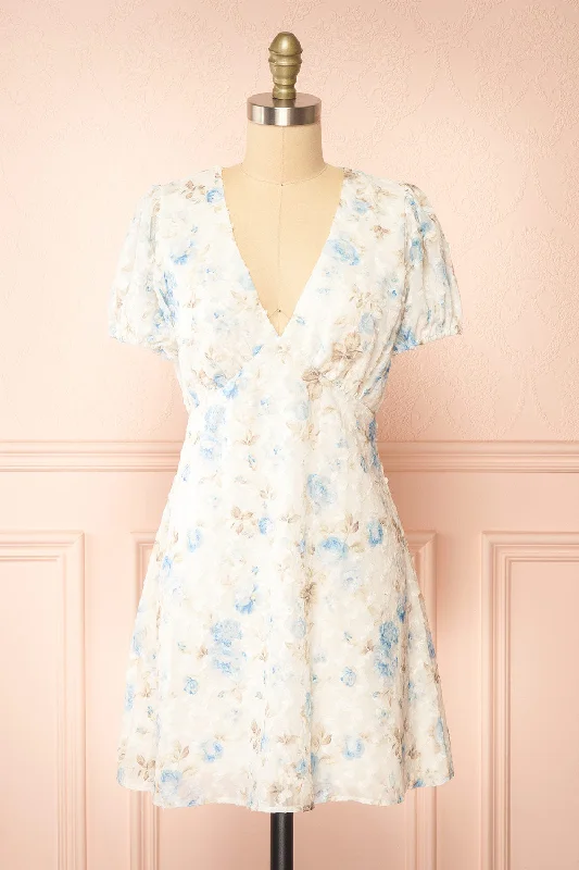 Sykos | Short White Floral Chiffon Dress