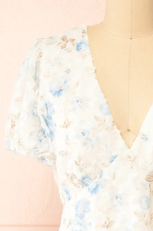 Sykos | Short White Floral Chiffon Dress