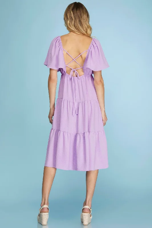 Lavender Haze Tiered Midi Easter Dress by She & Sky