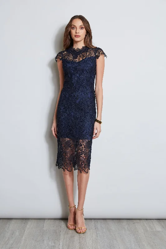 Lace Applique Midi Dress