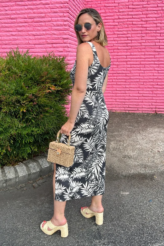 Sandy Bay Palm Print Midi Dress