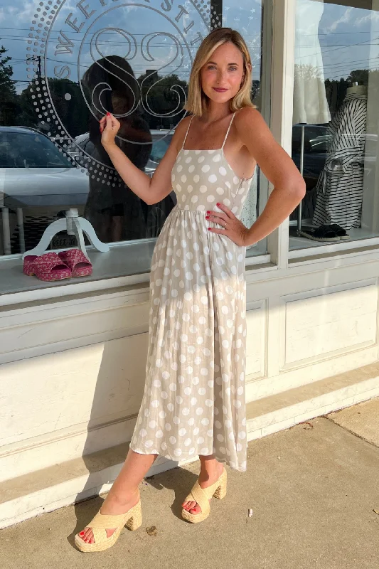 Sunday Sips Polka Dot Midi Dress