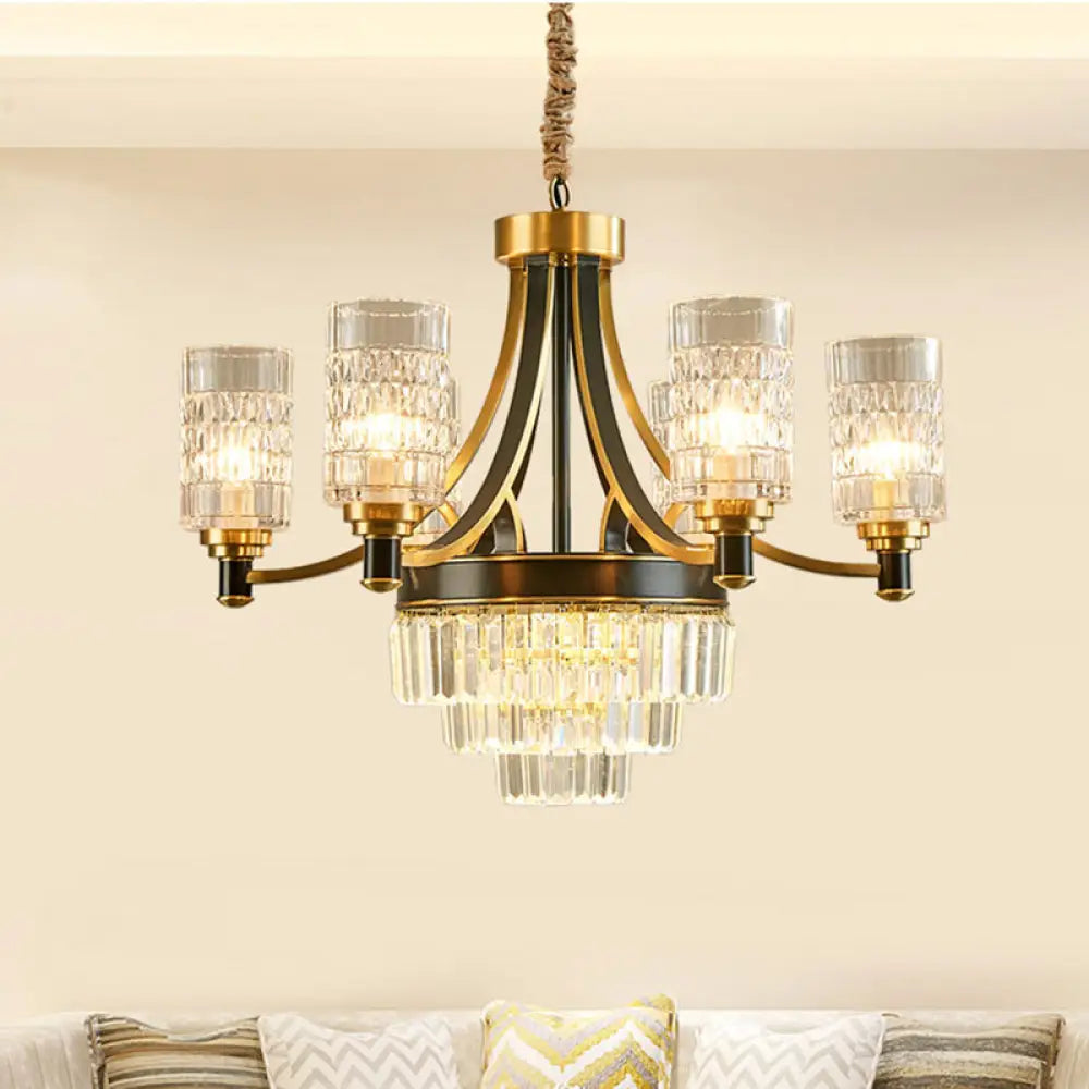 Chandeliers with Metal Frames in Gold FinishChandeliers with Metal Frames in Gold FinishGold Textured Crystal Chandelier with Cylinder Dining Room Hanging Light - Postmodern Style, 6/8 Heads Chandeliers with Metal Frames in Gold FinishChandeliers with Metal Frames in Gold FinishGold Textured Crystal Chandelier with Cylinder Dining Room Hanging Light - Postmodern Style, 6/8 Heads