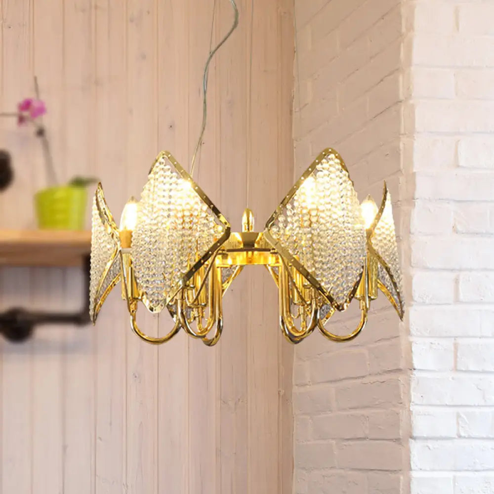 Chandeliers with Metal Frames in Gold FinishChandeliers with Metal Frames in Gold FinishGolden Flaky Chandelier Pendant with Crystal Beads - Modern Metallic Ceiling Lamp (6 Lights) Chandeliers with Metal Frames in Gold FinishChandeliers with Metal Frames in Gold FinishGolden Flaky Chandelier Pendant with Crystal Beads - Modern Metallic Ceiling Lamp (6 Lights)