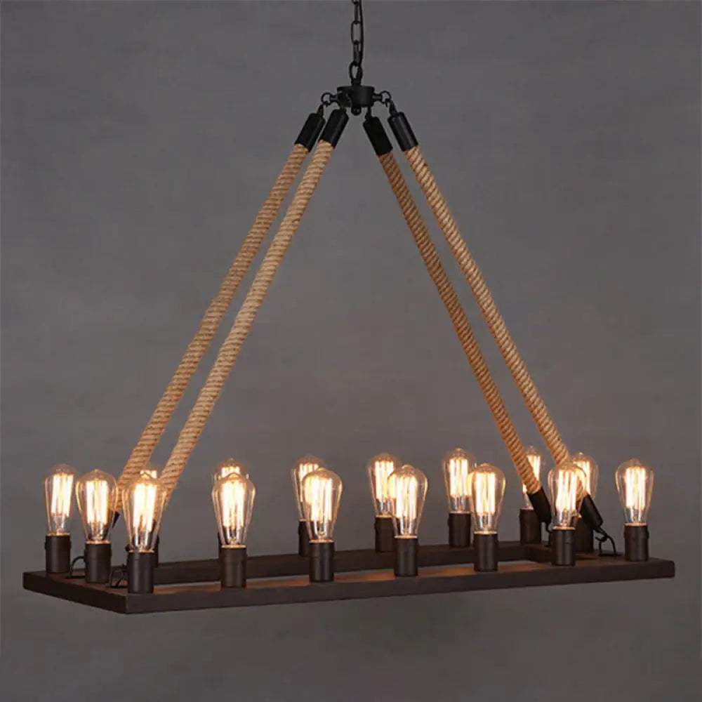 Chandeliers with Adjustable Arms for Directional LightingChandeliers with Adjustable Arms for Directional LightingIron Industrial Chandelier with 16 Rectangular Lights and Hemp Rope in Black for Cafes Chandeliers with Adjustable Arms for Directional LightingChandeliers with Adjustable Arms for Directional LightingIron Industrial Chandelier with 16 Rectangular Lights and Hemp Rope in Black for Cafes