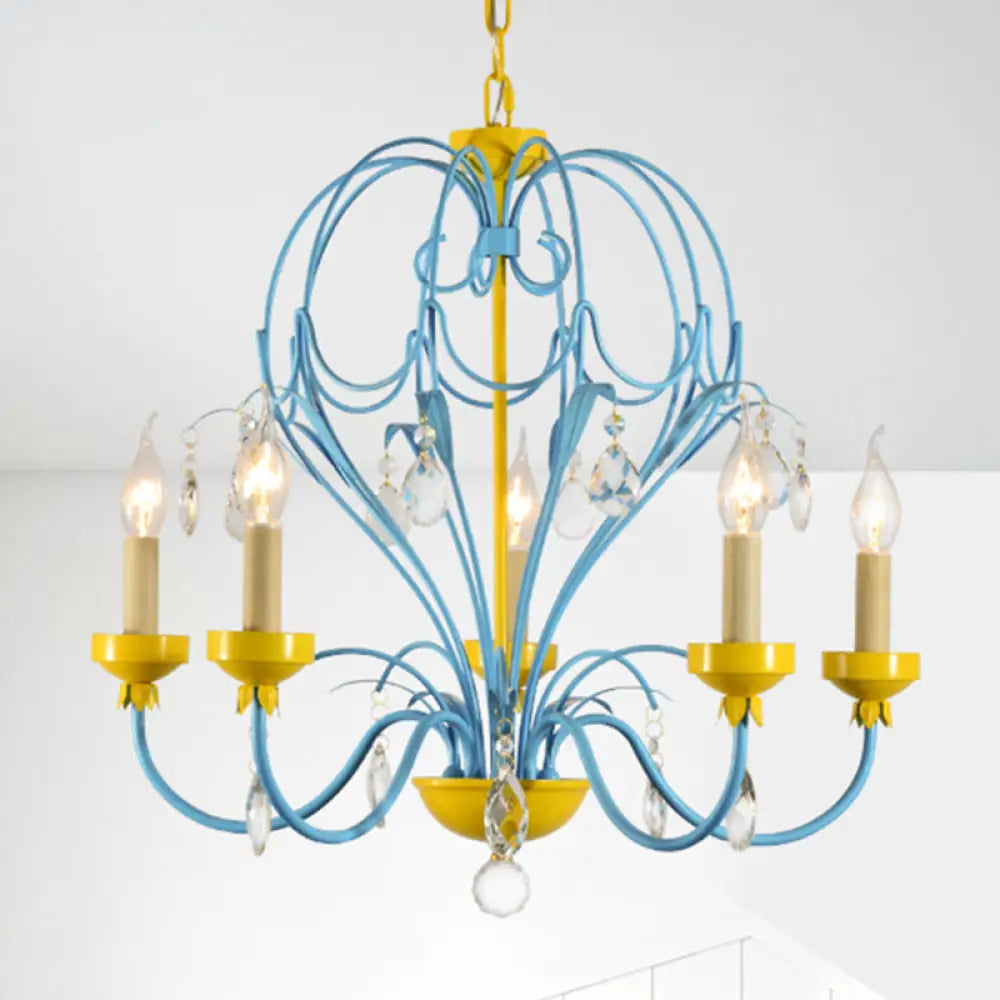Modern Crystal Chandeliers for Contemporary HomesModern Crystal Chandeliers for Contemporary HomesChildren's Macaron Candle Chandelier Lamp with Crystal Drop - Yellow/Blue, Metallic Finish, 5 Lights Modern Crystal Chandeliers for Contemporary HomesModern Crystal Chandeliers for Contemporary HomesChildren's Macaron Candle Chandelier Lamp with Crystal Drop - Yellow/Blue, Metallic Finish, 5 Lights