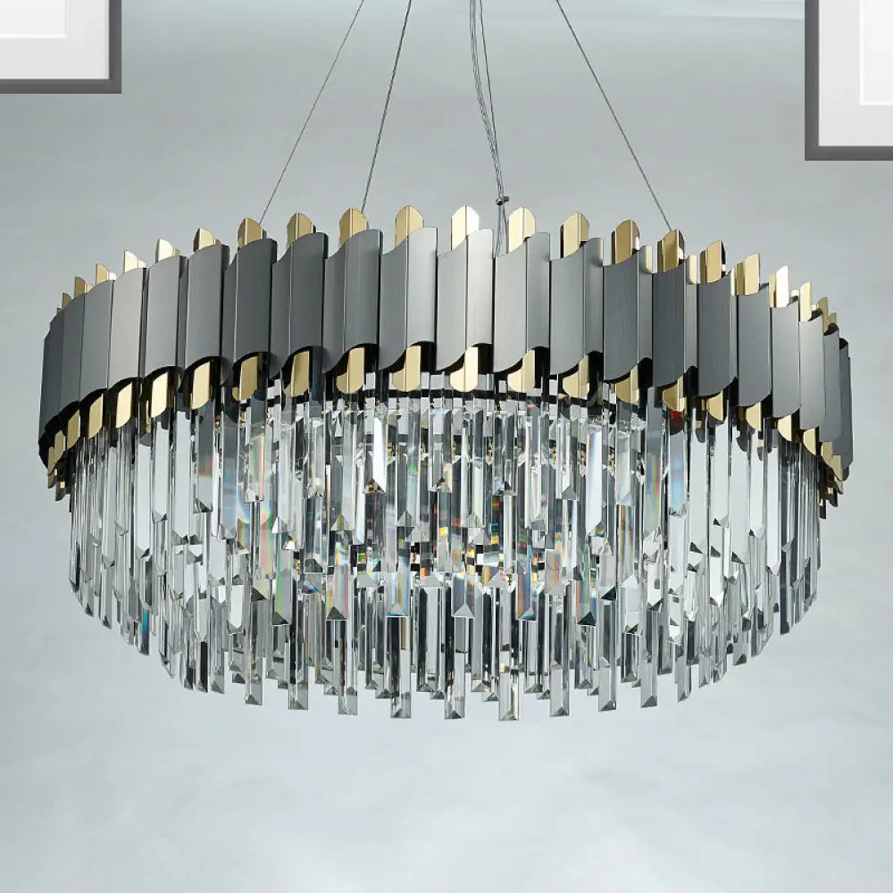 Ceiling - Mounted Chandeliers for Standard CeilingsCeiling - Mounted Chandeliers for Standard CeilingsContemporary Living Room Pendant Light - Grey Crystal Oblong Layered Chandelier (8/12-Light) Ceiling - Mounted Chandeliers for Standard CeilingsCeiling - Mounted Chandeliers for Standard CeilingsContemporary Living Room Pendant Light - Grey Crystal Oblong Layered Chandelier (8/12-Light)