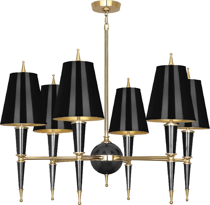 Chandeliers with Metal Frames in Black FinishChandeliers with Metal Frames in Black FinishRobert Abbey Jonathan Adler Versailles B904 Chandelier Light - Black Lacquered Paint w/Modern Brass Chandeliers with Metal Frames in Black FinishChandeliers with Metal Frames in Black FinishRobert Abbey Jonathan Adler Versailles B904 Chandelier Light - Black Lacquered Paint w/Modern Brass