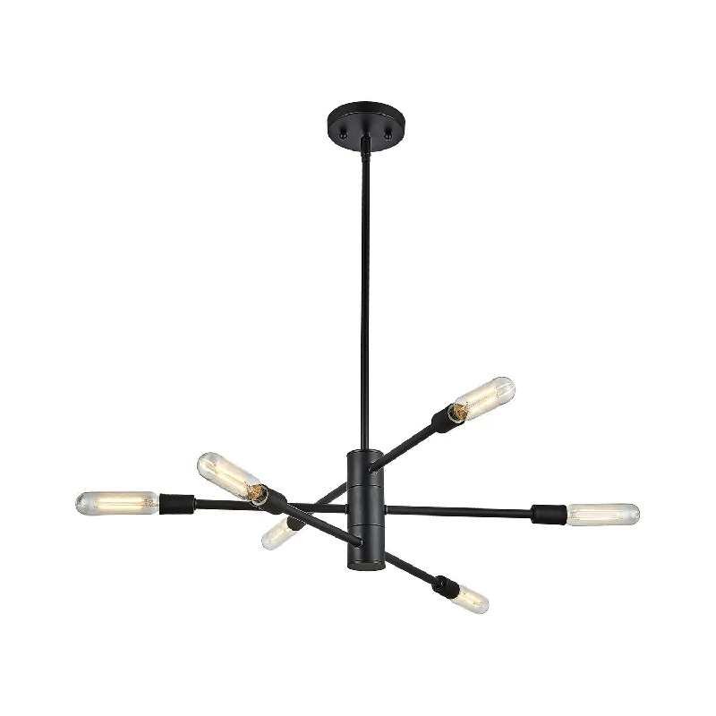 Chandeliers with Metal Frames in Silver FinishChandeliers with Metal Frames in Silver FinishRussell 102-606/BLK Chandelier Light - Black