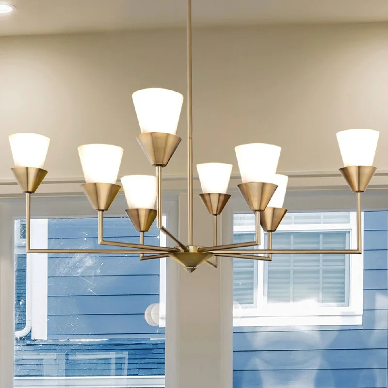 Chandeliers with Colored Glass for a Splash of ColorChandeliers with Colored Glass for a Splash of ColorUHP5043 Posh Indoor Chandelier, 14-3/8''H x 40"W x 40''D, Soft Gold Finish, Larimore Collection Chandeliers with Colored Glass for a Splash of ColorChandeliers with Colored Glass for a Splash of ColorUHP5043 Posh Indoor Chandelier, 14-3/8''H x 40"W x 40''D, Soft Gold Finish, Larimore Collection