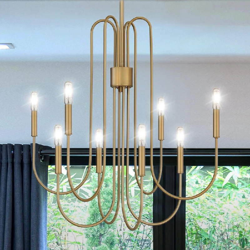 Chandeliers with Adjustable Height for Custom InstallationChandeliers with Adjustable Height for Custom InstallationUQL4600 Mid-Century Modern Indoor Chandelier, 28.75''H x 28.00''W x 28.00''D, Brushed Weathered Brass Finish, Ivybridge Collection Chandeliers with Adjustable Height for Custom InstallationChandeliers with Adjustable Height for Custom InstallationUQL4600 Mid-Century Modern Indoor Chandelier, 28.75''H x 28.00''W x 28.00''D, Brushed Weathered Brass Finish, Ivybridge Collection
