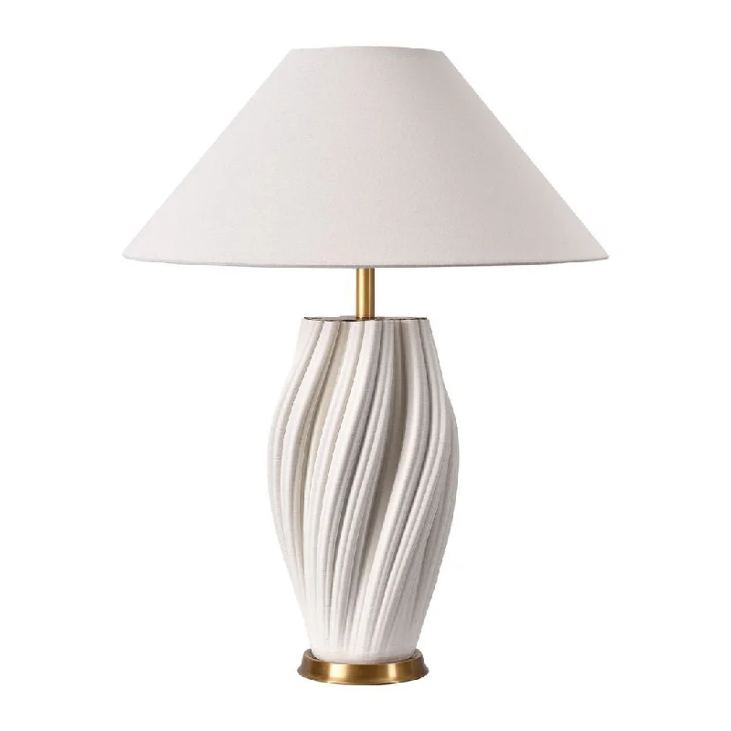 fabric table lamps with a linen shade for a relaxed and breathable lookfabric table lamps with a linen shade for a relaxed and breathable lookHomeRoots 24" White Ceramic Bedside Table Lamp With White Empire Shade - 18.89