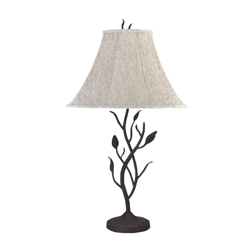 bohemian table lamps with colorful patterns for eclectic bedroomsbohemian table lamps with colorful patterns for eclectic bedroomsHomeRoots33" Black Metal Table Lamp With Gray Bell Shade - 17