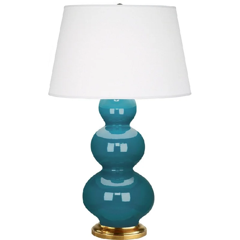 metal table lamps with a matte black finish for a sleek appearancemetal table lamps with a matte black finish for a sleek appearanceRobert Abbey 323X One Light Table Lamp Triple Gourd Peacock Glazed Cer - Exact Size