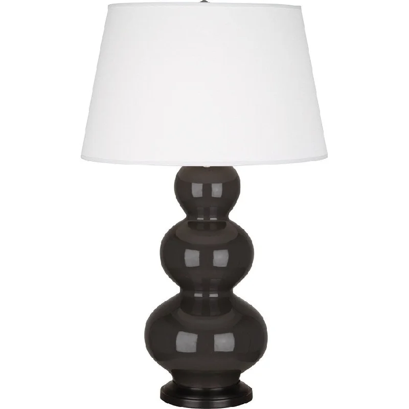 metal table lamps with a matte black finish for a sleek appearancemetal table lamps with a matte black finish for a sleek appearanceRobert Abbey CF41X One Light Table Lamp Triple Gourd Coffee Glazed Cer - Exact Size